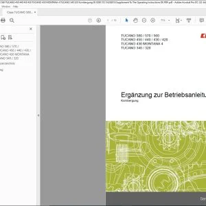 CLAAS TUCANO 580  570  560 450  440  430  420 430 MONTANA 4 340  320 Kornbergung Ergänzung zur Betriebsanleitung manual - PDF (GERMAN)