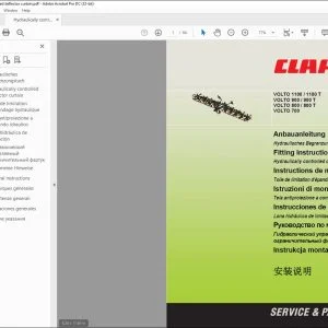 CLAAS Tedders VOLTO 1100  1100 T VOLTO 900  900 T VOLTO 800  800 T VOLTO 700  Hydraulically controlled deflector curtain Fitting instructions Manual