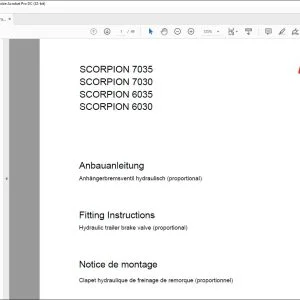 CLAAS Telehandler SCORPION 7035 7030 6035 6030 Hydraulic trailer brake valve (proportional) Fitting Instructions Manual_DE_EN_FR_IT_ES_RU
