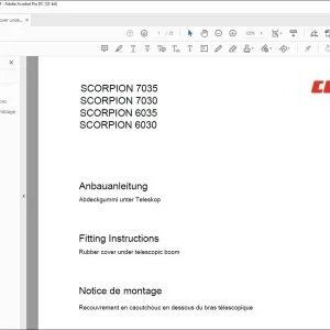 CLAAS Telehandler SCORPION 7035 7030 6035 6030 Rubber cover under telescopic boom Fitting Instructions Manual_DE_EN_FR_IT_ES_RU