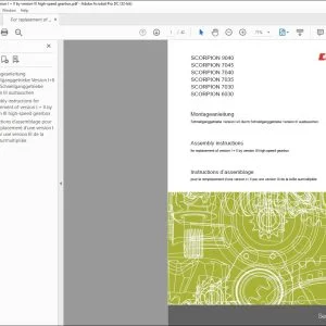 CLAAS Telehandler SCORPION 9040 7045 7040 7035 7030 6030 for replacement of version I + II by version III high-speed gearbox Assembly Instructions Manual_DE_EN_FR