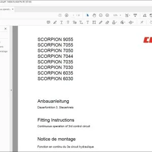 CLAAS Telehandler SCORPION 9055 7055 7050 7044 7035 7030 6035 6030 Continuous operation of 3rd control circuit Fitting Instructions Manual_DE_EN_FR