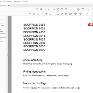 CLAAS Telehandler SCORPION 9055 7055 7050 7044 7035 7030 6035 6030 Front control circuit (electric changeover) and power supply Fitting Instructions Manual_DE_EN_FR_IT_ES_RU