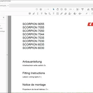 CLAAS Telehandler SCORPION 9055 7055 7050 7044 7035 7030 6035 6030 Lateral working lights 3 x Fitting Instructions Manual_DE_EN_FR -  PDF DOWNLOAD