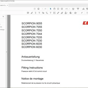 CLAAS Telehandler SCORPION 9055 7055 7050 7044 7035 7030 6035 6030 Pressure relief of 3rd control circuit Fitting Instructions Manual_DE_EN_FR_IT_ES_RU