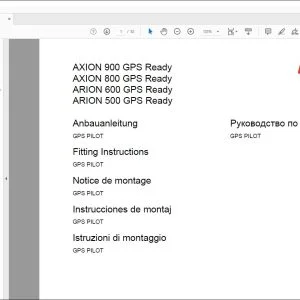 CLAAS Tractor AXION 900 GPS Ready 800 GPS Ready 600 GPS Ready 500 GPS Ready GPS PILOT  Fitting Instructions Manual_DE_EN_FR_IT_ES_RU
