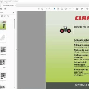 CLAAS Tractor XERION 3800 - 3300 TRAC / TRAC VC 3800 - 3300 SADDLE TRAC front swiveling power lift Fitting Instructions Manual_DE_EN_FR_ES_IT_RU