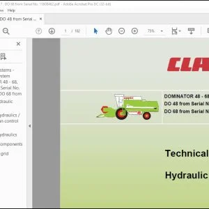 CLASS Combines DOMINATOR 48 - 68  Hydraulic Technical Systems Manual - PDF DOWNLOAD