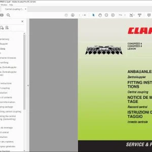 CLaas Combine CONSPEED 8 6 LEXION Central coupling Fitting lnstructions Manual_DE_EN_FR_IT - PDF DOWNLOAD