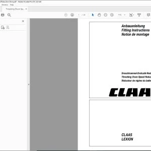 CLaas Combine LEXION Threshing Drum Speed Reduction Drive Fitting lnstructions Manual_DE_EN_FR  - PDF DOWNLOAD