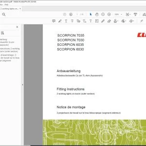 CLaas Telehandlers SCORPION 7035 7030 6035 6030 2 working lights on boom (outer section)Fitting lnstructions Manual_DE_EN_FR - PDF DOWNLOAD