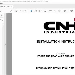 CNH 721F W170C Wheel Loader Front & Rear Axle Bronze Brakes Installation Instructions Manual 47664530 - PDF DOWNLOAD