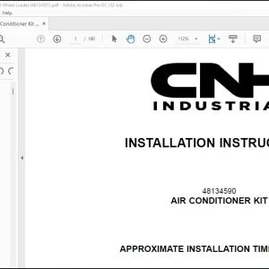 CNH Air-Conditioner Kit 521G W110D Wheel Loader Installation Instructions Manual 48134591 - PDF DOWNLOAD