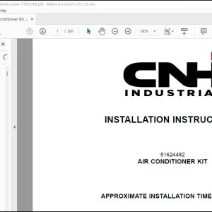 CNH Air Conditioner Kit 521G W110D Wheel Loader Installation Instructions Manual 51625090 - PDF DOWNLOAD