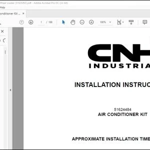 CNH Air Conditioner Kit 621G  W130D Wheel Loader Installation Instructions Manual 51625093 - PDF DOWNLOAD