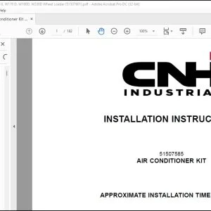 CNH Air Conditioner Kit 721G 821G 921G W170 D W190D W230D Wheel Loader Installation Instructions Manual 51507601 - PDF