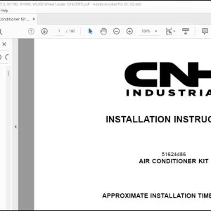 CNH Air Conditioner Kit 721G 821G 921G W170D W190D W230D Wheel Loader Installation Instructions Manual 51625095 - PDF DOWNLOAD