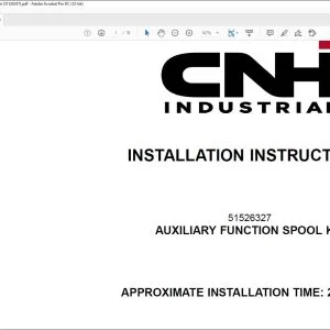 CNH Auxiliary Function Spool Kit 721G W170 D Wheel Loader Installation Instructions Manual 51526357 - PDF DOWNLOAD