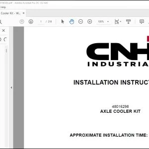 CNH Axle Cooler Kit Wheel Loader Installation Instructions Manual 48018038 - PDF DOWNLOAD