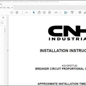 CNH Breaker Circuit Proportional Control Kit CX350D Crawler Excavator Installation Instructions Manual 47757378