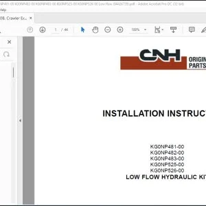 CNH CX130B Crawler Excavators Kit Low flow Installation Instructions Manual 84426739 - PDF DOWNLOAD