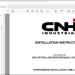 CNH CX80C Midi Excavator 2nd Option Line Proportional Control Kit Installation Instructions Manual 47683012 - PDF DOWNLOAD