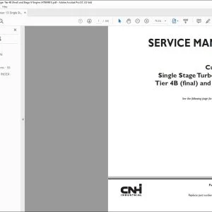 CNH Cursor 13 Single Stage Turbocharger Tier 4B (final) & Stage IV Engine Service Manual 47869981 - PDF DOWNLOAD