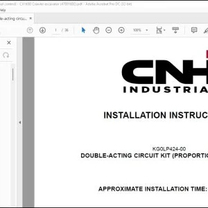 CNH Double-acting circuit kit (proportional control) CX160D Crawler excavator Installation Instructions Manual 47891692 - PDF DOWNLOAD