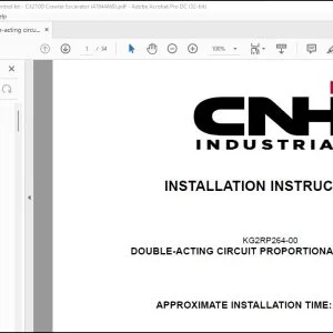 CNH Double-acting circuit proportional control kit CX210D Crawler Excavator Installation Instructions Manual 47844469 - PDF DOWNLOAD
