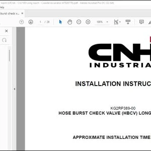 CNH Hose burst check valve (HBCV) long reach (LR) kit CX210D Long reach Crawler excavator Installation Instructions Manual 47928776 - PDF DOWNLOAD