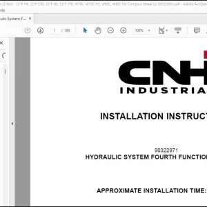 CNH Hydraulic System Fourth Function Kit (Z-Bar) 221F HS 221F STD 321F HS 321F STD W70C W70C HS W80C W80C HS Loader Installation Instructions Manual 90322985