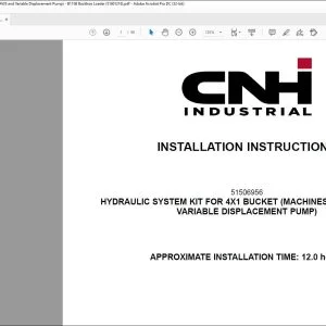 CNH Hydraulic System Kit for 4x1 Bucket (Machines with 4WS and Variable Displacement Pump) B115B Backhoe Loader Installation Instructions Manual 51601216 - PDF DOWNLOAD