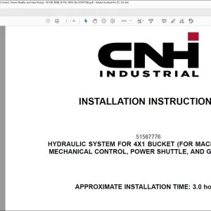 CNH Hydraulic System for 4x1 Bucket (for Machines with Mechanical Control Power Shuttle & Gear Pump) B110B B95B B110C B95C Installation Instructions Manual - PDF DOWNLOAD