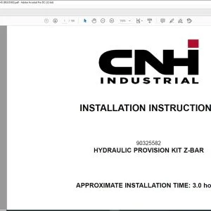 CNH Hydraulic provision Kit Z-Bar 221F STD 221F HS W70C W70C HS Installation Instructions Manual 90325583 - PDF