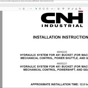 CNH Hydraulic system for 4x1 bucket Installation Instructions Manual 48050223 - PDF DOWNLOAD