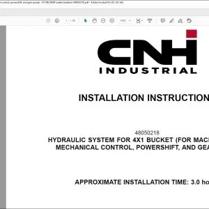 CNH Hydraulic system for 4x1 bucket (for machines with mechanical control powershift & gear pump) B110B B95B Loader backhoe Installation Instructions Manual 48050219 - PDF DOWNLOAD