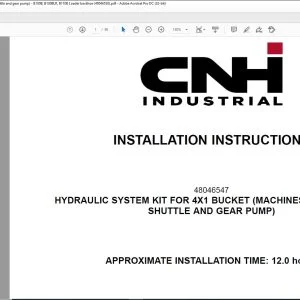 CNH Hydraulic system kit for 4x1 bucket (machines with power shuttle and gear pump) B100B B100BLR B110B Loader backhoe Installation Instructions Manual 48046558 - PDF DOWNLOAD