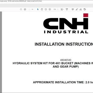 CNH Hydraulic system kit for 4x1 bucket (machines with powershift and gear pump) B110B Loader backhoe Installation Instructions Manual 48046556 - PDF DOWNLOAD