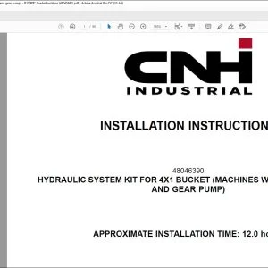 CNH Hydraulic system kit for 4x1 bucket (machines with powershift and gear pump) B110BTC Loader backhoe Installation Instructions Manual 48045842 - PDF DOWNLOAD