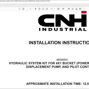 CNH Hydraulic system kit for 4x1 bucket (powershift variable displacement pump & pilot controls) B95B B110B Loader backhoe Installation Instructions Manual 48046557 - PDF DOWNLOAD