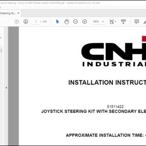 CNH Joystick Steering Kit with Secondary Electrical Steering 821G W190D Wheel Loader Installation Instructions Manual 51628709 - PDF DOWNLOAD