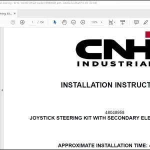 CNH Joystick steering kit with secondary electrical steering 921G W230D Wheel loader Installation Instructions Manual - PDF