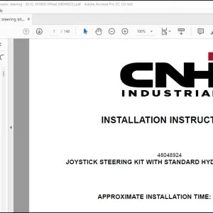 CNH Joystick steering kit with standard hydraulic steering 821G W190D Wheel Installation Instructions Manual 48048925 - PDF DOWNLOAD