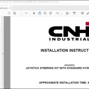 CNH Joystick steering kit with standard hydraulic steering 921G W230D Wheel Loader Installation Instructions Manual 48048927