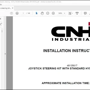 CNH Joystick steering kit with standard hydraulic steering 921G W230D Wheel loader Installation Instructions Manual 48135618