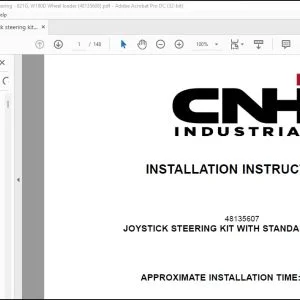 CNH Joystick steering kit with standard steering 821G W190D Wheel loader Installation Instructions Manual 48135608 - PDF DOWNLOAD