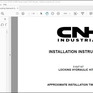 CNH Locking Hydraulic Kit ZB 1021G 1121G W270D W300D Wheel Loader Installation Instructions Manual 51647168 - PDF