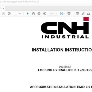 CNH Locking Hydraulics Kit (ZB-XR) 721F W170C Wheel Loader Installation Instructions Manual 90354353 - PDF DOWNLOAD