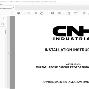 CNH Multi-purpose circuit proportional control kit CX210D Crawler excavator Installation Instructions Manual 48010285 - PDF DOWNLOAD