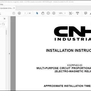 CNH Multi-purpose circuit proportional control kit (electro-magnetic relief) CX210D Crawler excavator Installation Instructions Manual 48010290